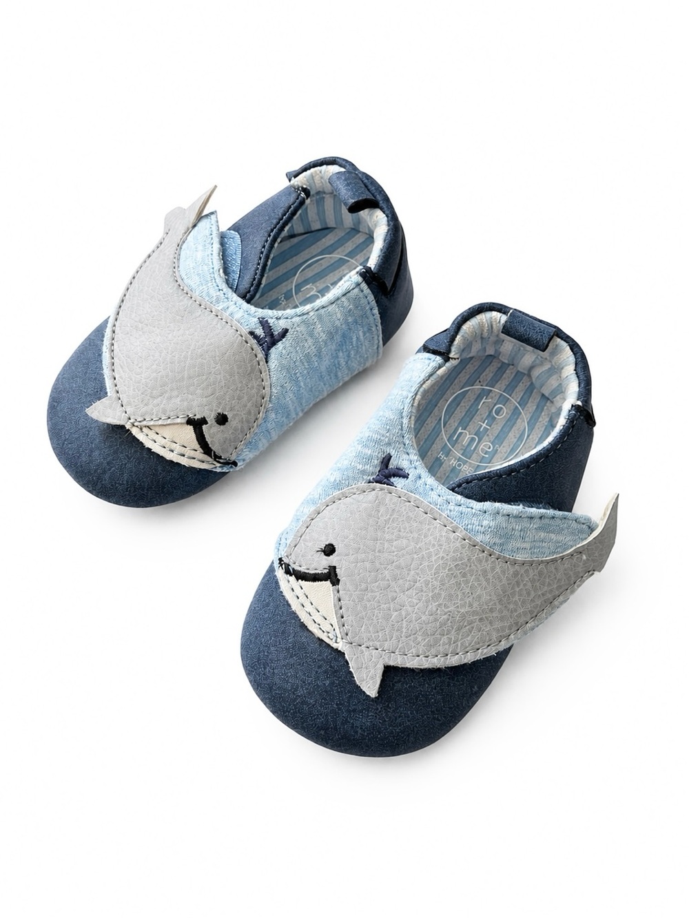 Robeez Ro + Me Baby Whale Soft Sole Walker Shoes Blue 6-12 Months